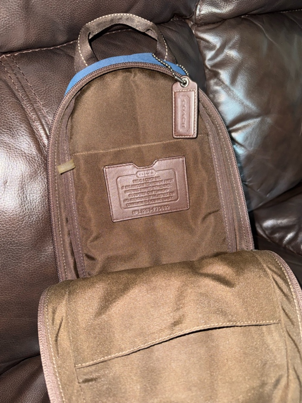 Coach Blue and Brown Nylon Sling Pack - Picture 4 of 6